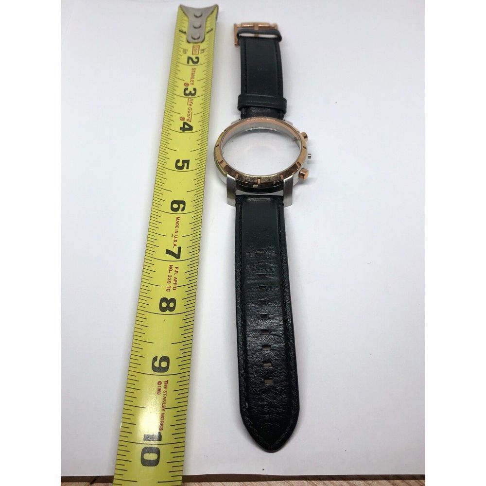 Diesel Black Genuine Leather Watch Band Use For Parts W/ Crystal 22mm J232